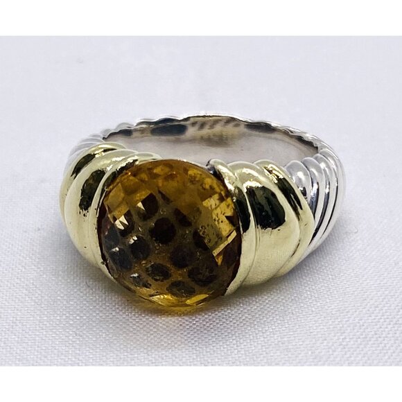 David Yurman 14K Gold & Sterling Silver Noblesse Citrine Ring - Picture 2 of 10